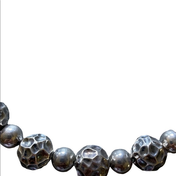 Vintage Sterling Hammered Bead Necklace - Picture 6 of 16